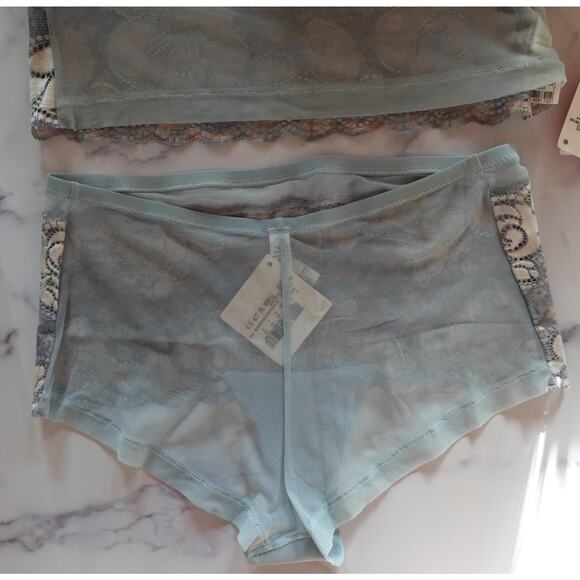 Y2K Occhi Verdi La Perla Lingerie Set Medium Blue Lace Mesh Cami Fairy Babydoll - Picture 5 of 14
